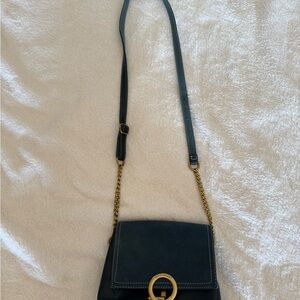 Chic Black Crossbody Bag with Gold Chain